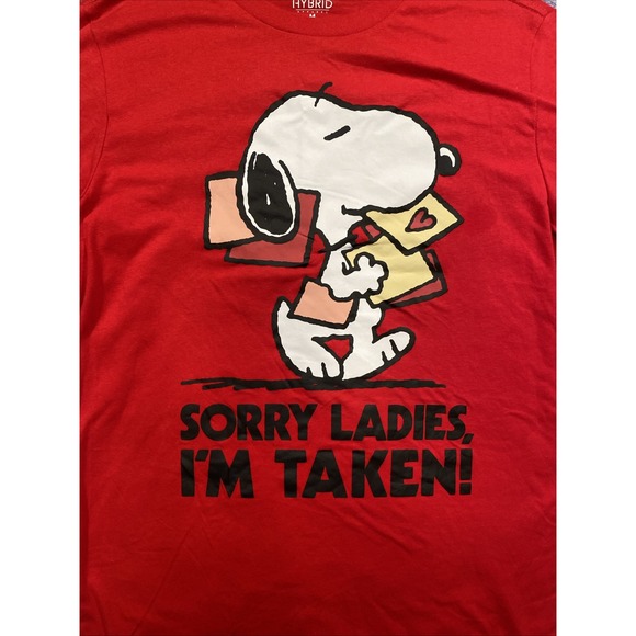 Peanuts Snoopy Valentines Shirt  Sorry‎ Ladies , I'm Taken Size Medium - Picture 2 of 3